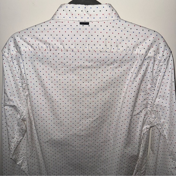 Scotch and Soda Men's Red, White, and Blue Polka Dot Oxford Dress Shirt - Picture 7 of 11